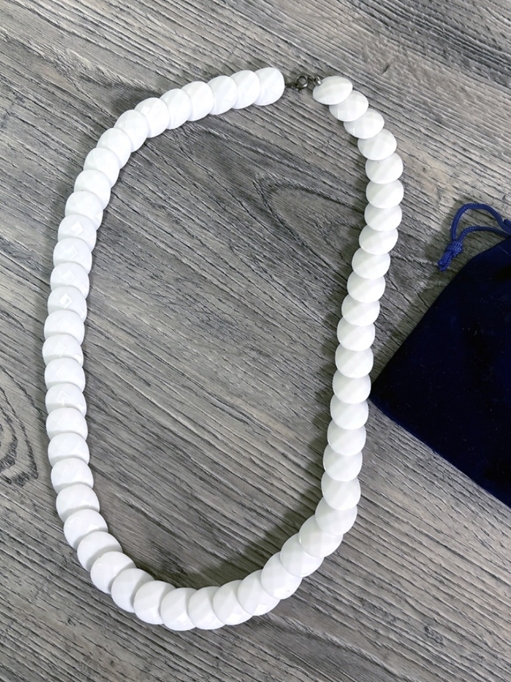 White Statement Bead Necklace | 24" | Retro Mod Style